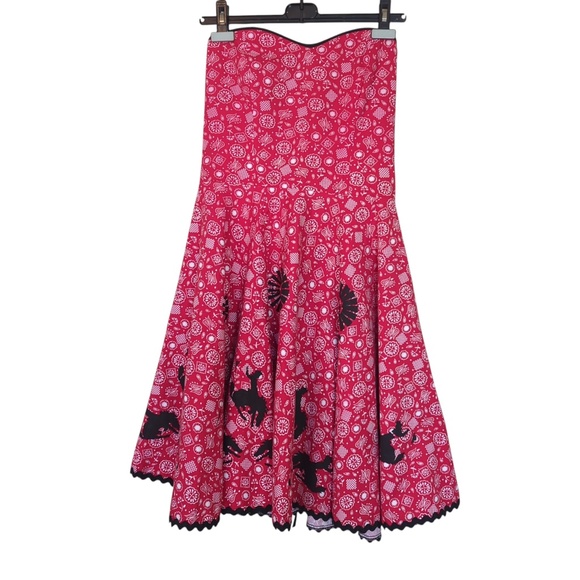 Vintage Rockabilly Red Bandana Western Dress Strapless Cowgirl Rodeo 50s Style - Picture 12 of 13